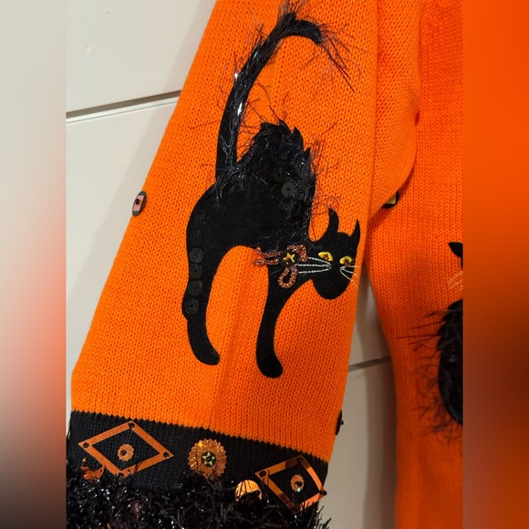 NEW Design Options by Philip and Jane Gordon Black Cat Cardigan Size M - Picture 9 of 14